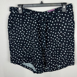 Lane Bryant Shorts Women 14/16 Plus Black White Polka Dot Linen Blend Casual NEW